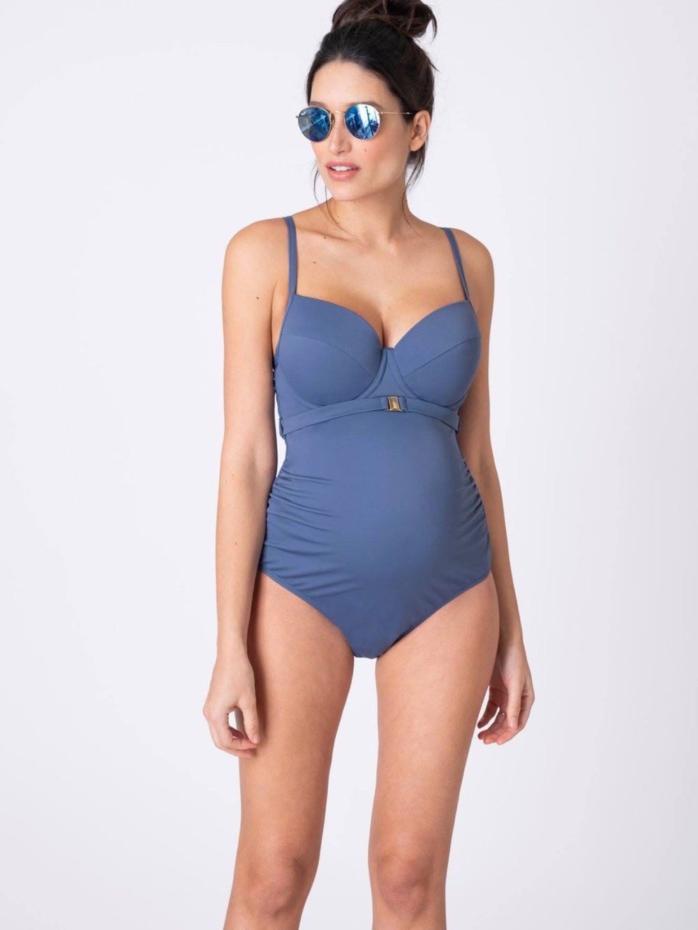 Seraphine Slate Blue Supportive Underwire Maternity One-Piece Swimsuit Large